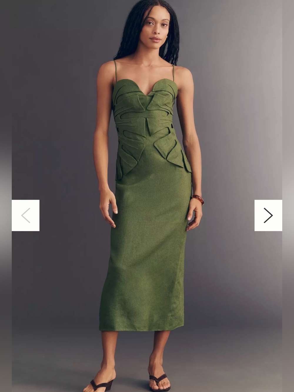 Farm Rio linen monstera leaf midi dress